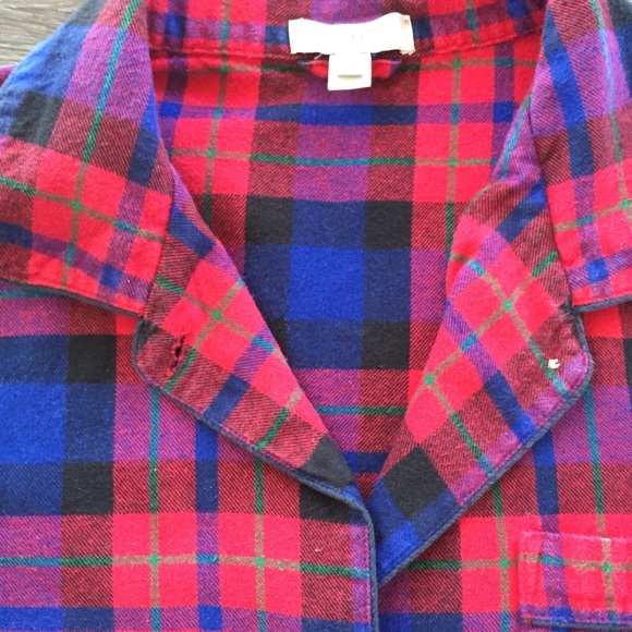 J. Crew Plaid Flannel Button Front Long Sleeve Pajama Top - Picture 6 of 10